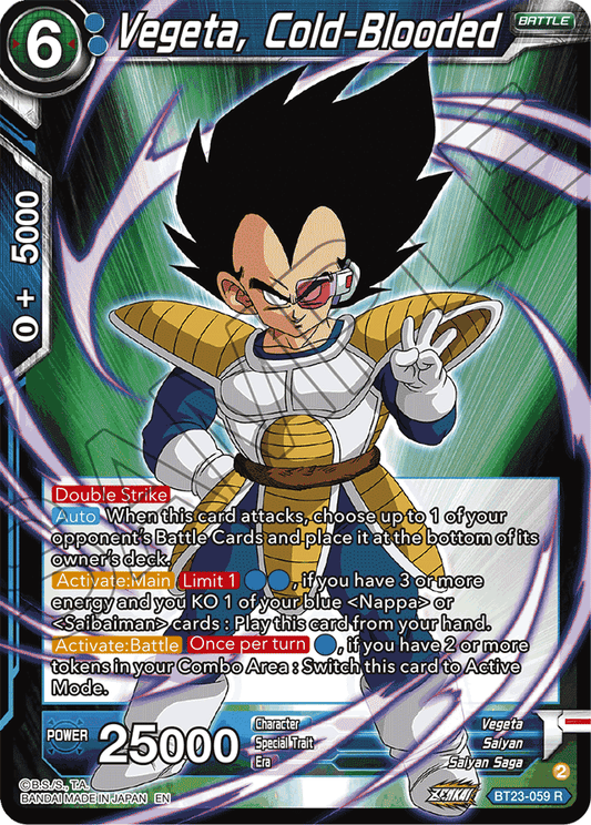 Vegeta, Cold-Blooded - Perfect Combination - Rare - BT23-059