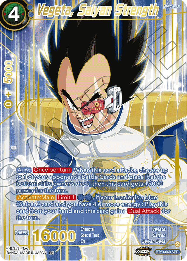 Vegeta, Saiyan Strength (SPR) - Perfect Combination - Special Rare - BT23-060