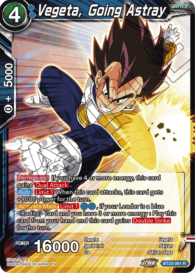 Vegeta, Going Astray - Perfect Combination - Rare - BT23-061