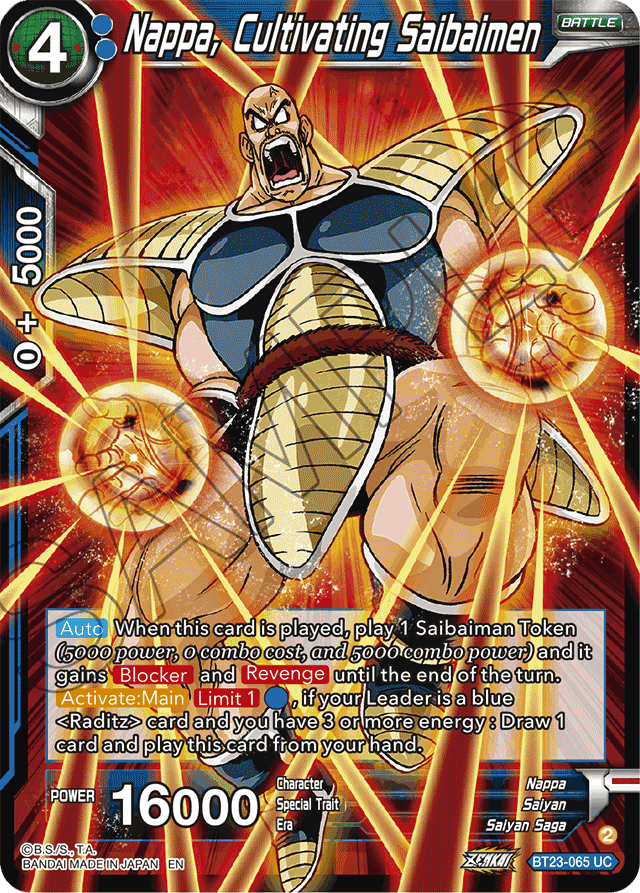 Nappa, Cultivating Saibaimen - Perfect Combination - Uncommon - BT23-065