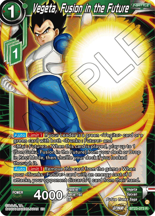 Vegeta, Fusion in the Future - Perfect Combination - Rare - BT23-073