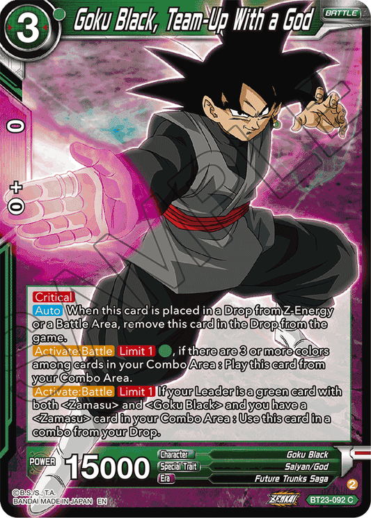 Goku Black, Team-Up With a God - Perfect Combination - Common - BT23-092