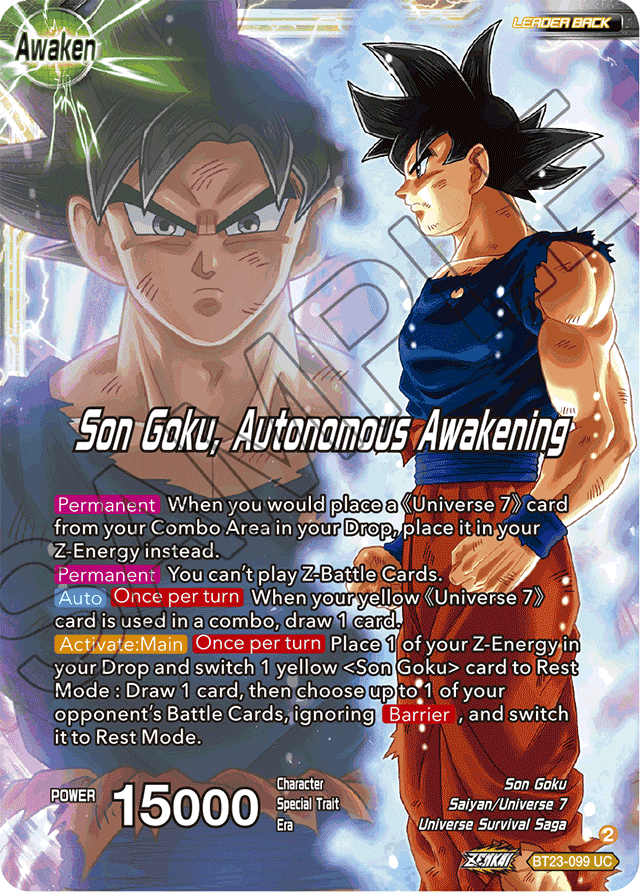 SSB Son Goku // Son Goku, Autonomous Awakening - Perfect Combination - Uncommon - BT23-099