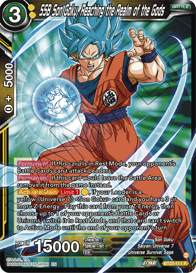 SSB Son Goku, Reaching the Realm of the Gods - Perfect Combination - Rare - BT23-111