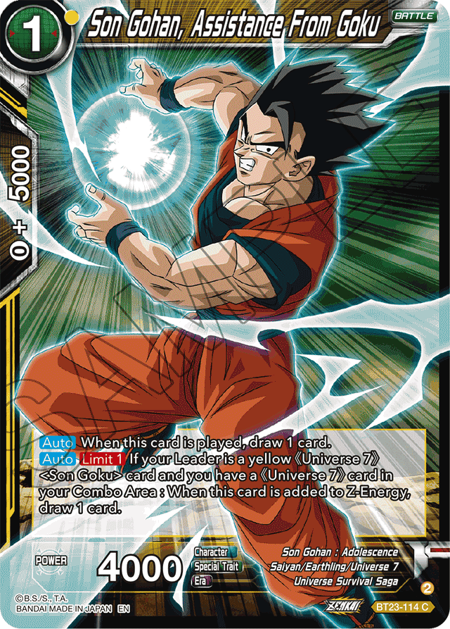 Son Gohan, Assistance From Goku - Perfect Combination - Common - BT23-114