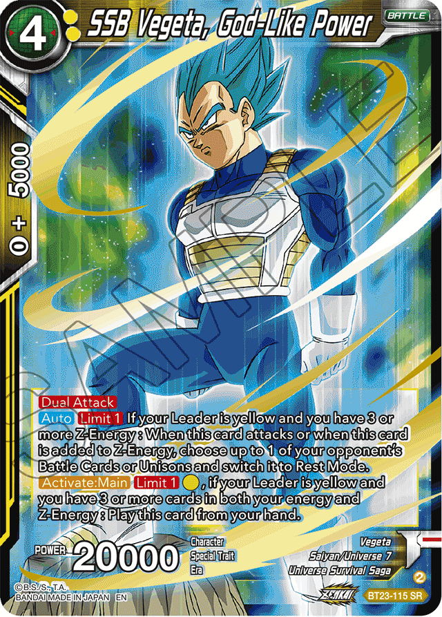 SSB Vegeta, God-Like Power - Perfect Combination - Super Rare - BT23-115