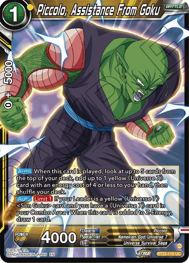 Piccolo, Assistance From Goku - Perfect Combination - Uncommon - BT23-116