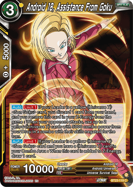 Android 18, Assistance From Goku - Perfect Combination - Common - BT23-119