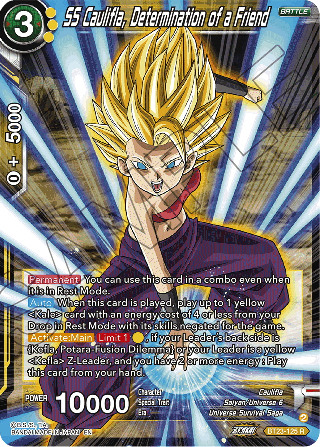 SS Caulifla, Determination of a Friend - Perfect Combination - Rare - BT23-125