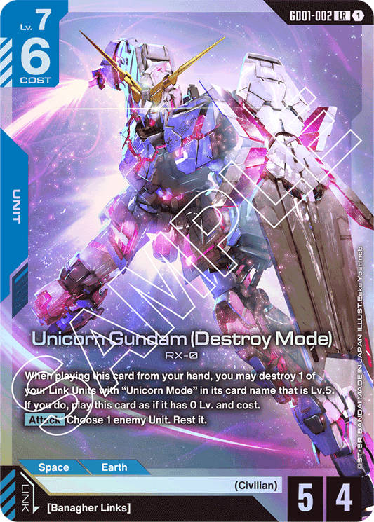 Unicorn Gundam (Destroy Mode) - Newtype Rising - Legend Rare - GD01-002