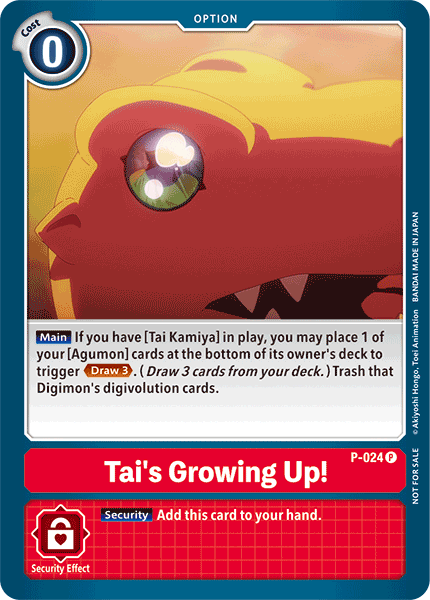 Tai's Growing Up! (Special Release Memorial Pack) - Digimon Promotion Cards - Promo - P-024 P