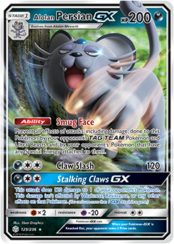 Alolan Persian GX - SM - Cosmic Eclipse - Ultra Rare - 129/236