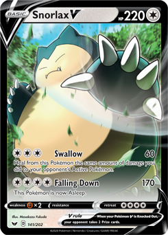 Snorlax V - SWSH01: Sword & Shield Base Set - Ultra Rare - 141/202