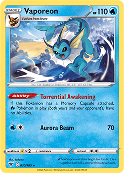 Vaporeon - SWSH04: Vivid Voltage - Rare - 030/185