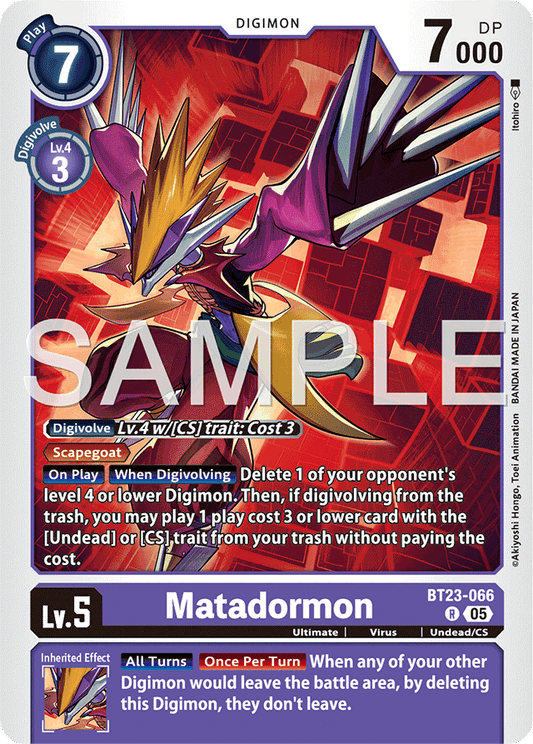 Matadormon - Hackers' Slumber - Rare - BT23-066 R