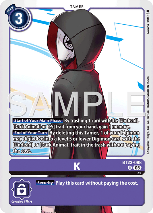 K - Hackers' Slumber - Uncommon - BT23-088 U