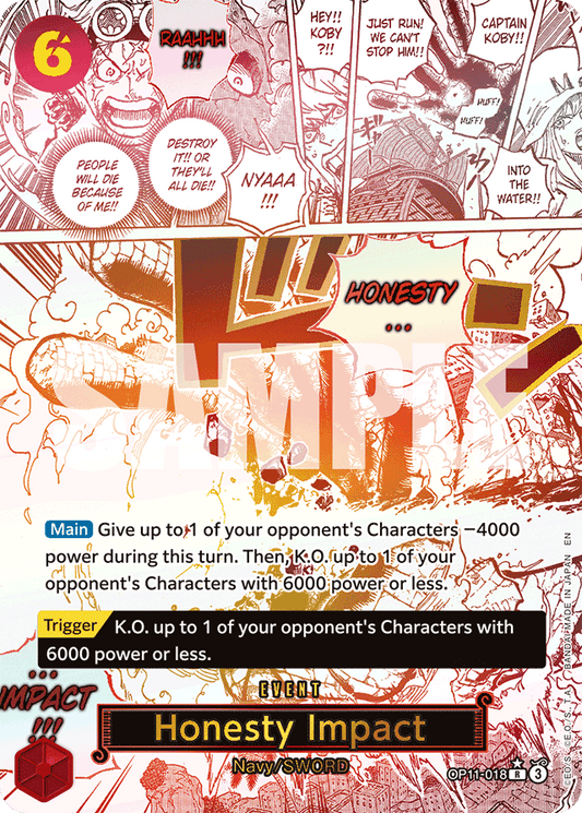 Honesty Impact (Alternate Art) - A Fist of Divine Speed - R - OP11-018