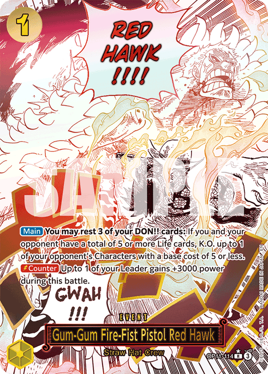 Gum-Gum Fire-Fist Pistol Red Hawk (Alternate Art) - A Fist of Divine Speed - R - OP11-114
