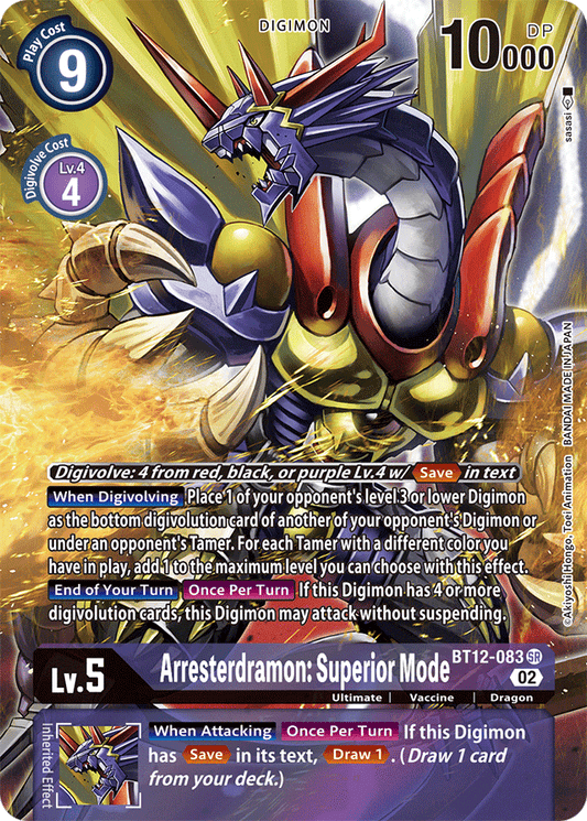 Arresterdramon: Superior Mode (Alternate Art) - Across Time - Super Rare - BT12-083 SR