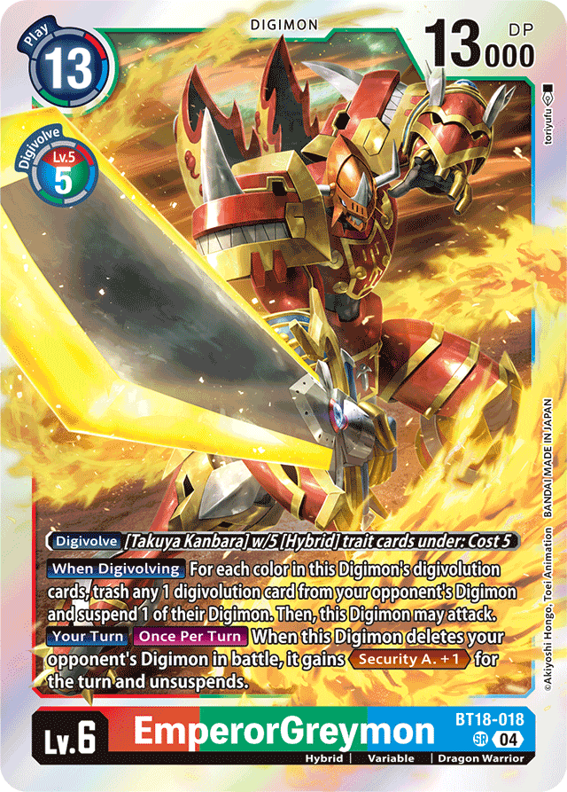 EmperorGreymon - Release Special Booster 2.0 - Super Rare - BT18-018 SR