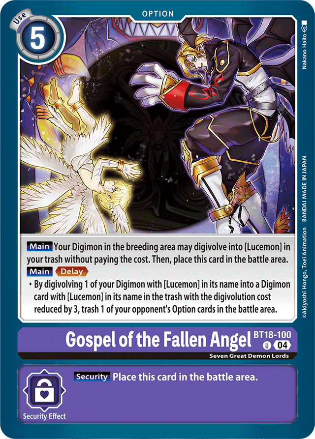 Gospel of the Fallen Angel - Release Special Booster 2.0 - Uncommon - BT18-100 U