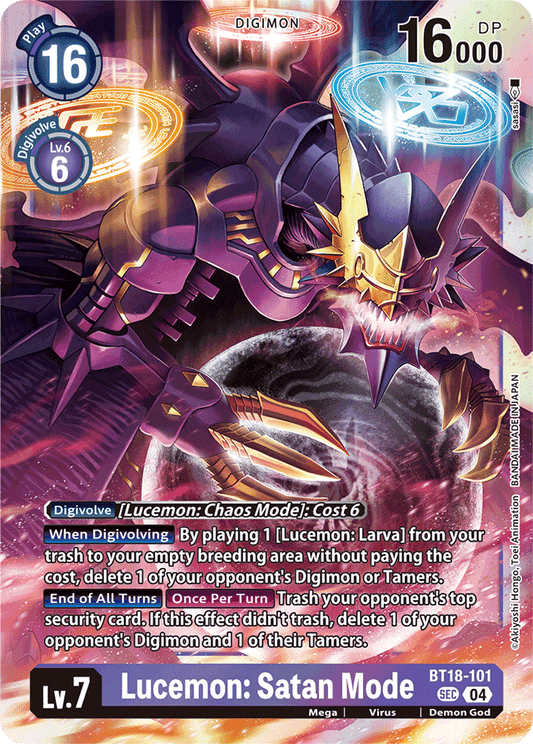 Lucemon: Satan Mode - Release Special Booster 2.0 - Secret Rare - BT18-101 SEC