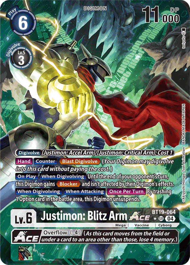 Justimon: Blitz Arm ACE (Alternate Art) - Release Special Booster 2.5 - Super Rare - BT19-064 SR