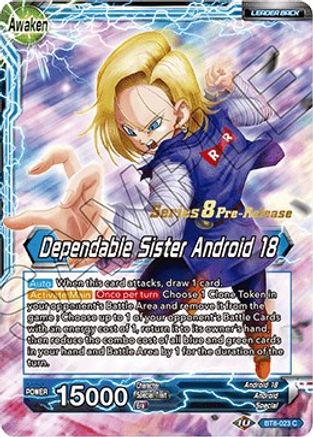 Android 18 // Dependable Sister Android 18 - Malicious Machinations Pre-Release Cards - Common - BT8-023_PR