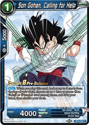 Son Gohan, Calling for Help - Malicious Machinations Pre-Release Cards - Common - BT8-028_PR