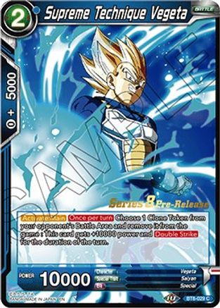 Supreme Technique Vegeta - Malicious Machinations Pre-Release Cards - Common - BT8-029_PR