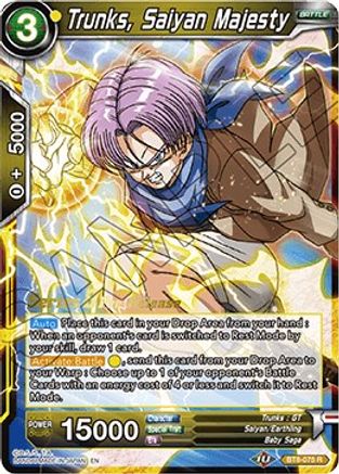 Trunks, Saiyan Majesty - Malicious Machinations Pre-Release Cards - Rare - BT8-075_PR