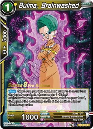 Bulma, Brainwashed - Malicious Machinations Pre-Release Cards - Common - BT8-076_PR