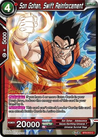 Son Gohan, Swift Reinforcement - Universal Onslaught Pre-Release Cards - Common - BT9-010