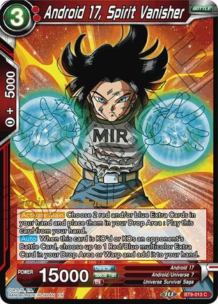 Android 17, Spirit Vanisher - Universal Onslaught Pre-Release Cards - Common - BT9-013