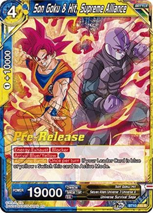 Son Goku & Hit, Supreme Alliance - Rise of the Unison Warrior Pre-Release Cards - Rare - BT10-145