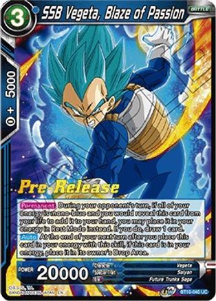 SSB Vegeta, Blaze of Passion - Rise of the Unison Warrior Pre-Release Cards - Uncommon - BT10-040