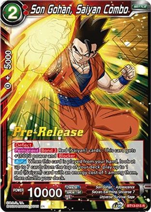 Son Gohan, Saiyan Combo - Supreme Rivalry Pre-Release Cards - Rare - BT13-015