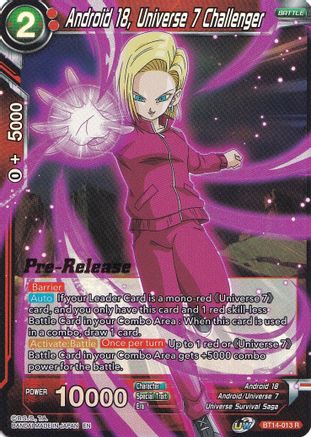 Android 18, Universe 7 Challenger - Cross Spirits Pre-Release Cards - Rare - BT14-013