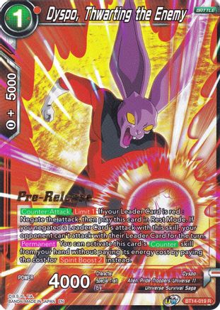 Dyspo, Thwarting the Enemy - Cross Spirits Pre-Release Cards - Rare - BT14-019