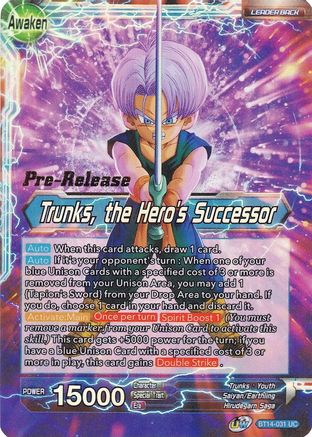Trunks // Trunks, the Hero's Successor - Cross Spirits Pre-Release Cards - Uncommon - BT14-031