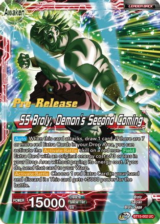Broly // SS Broly, Demon's Second Coming - Saiyan Showdown Pre-Release Cards - Uncommon - BT15-002