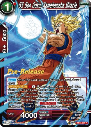 SS Son Goku, Kamehameha Miracle - Saiyan Showdown Pre-Release Cards - Rare - BT15-007