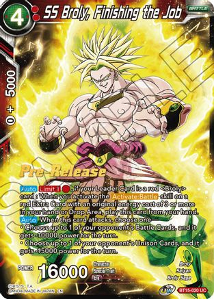 SS Broly, Finishing the Job - Saiyan Showdown Pre-Release Cards - Uncommon - BT15-020