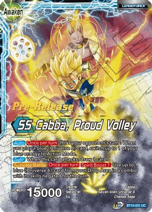 Cabba // SS Cabba, Proud Volley - Saiyan Showdown Pre-Release Cards - Uncommon - BT15-031