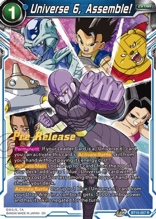 Universe 6, Assemble! - Saiyan Showdown Pre-Release Cards - Rare - BT15-057