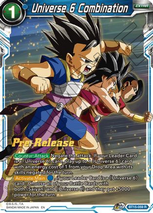 Universe 6 Combination - Saiyan Showdown Pre-Release Cards - Rare - BT15-059