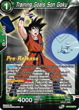 Training Goals Son Goku - Saiyan Showdown Pre-Release Cards - Rare - BT15-069