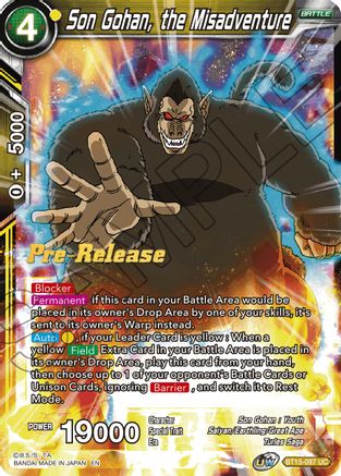 Son Gohan, the Misadventure - Saiyan Showdown Pre-Release Cards - Uncommon - BT15-097