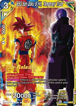 SSG Son Goku & Hit, Temporary Truce - Saiyan Showdown Pre-Release Cards - Rare - BT15-146