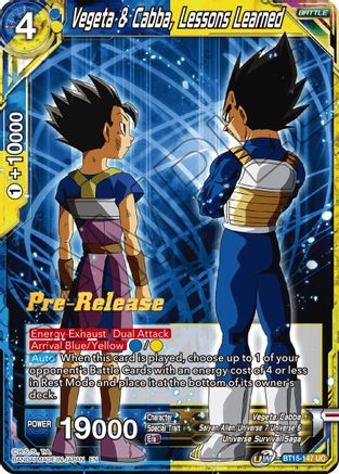 Vegeta & Cabba, Lessons Learned - Saiyan Showdown Pre-Release Cards - Uncommon - BT15-147